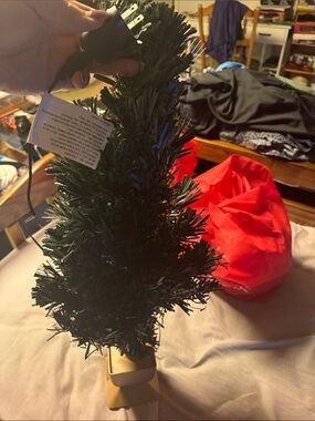 Mini Artificial Christmas Tree with Plug-in Lights - Green